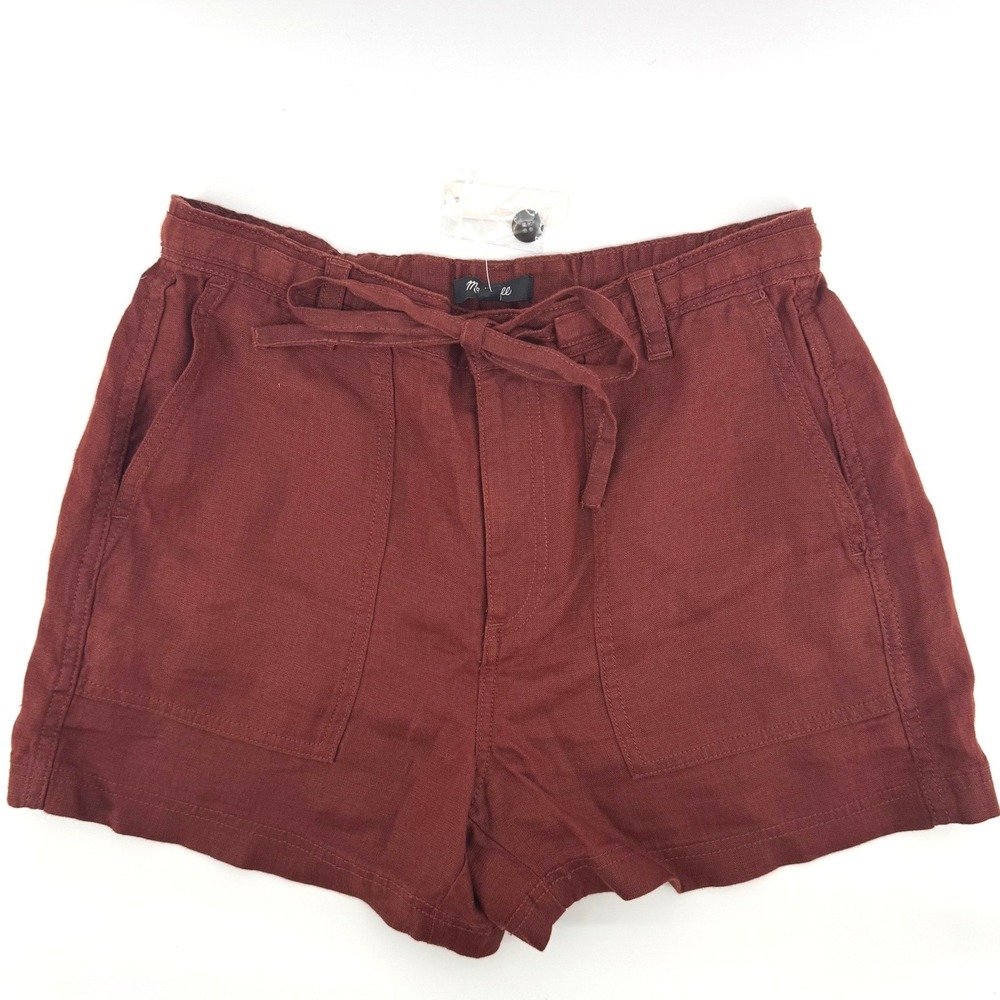 Madewell Linen Pull-On Shorts Women Small Brown Rust Coastal Grandmother Boho